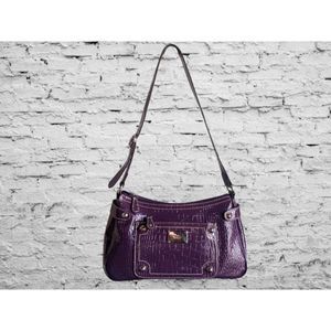 Liz & Co Purse Croc Shoulder Bag Purple LeatherSilver Accents Great condition